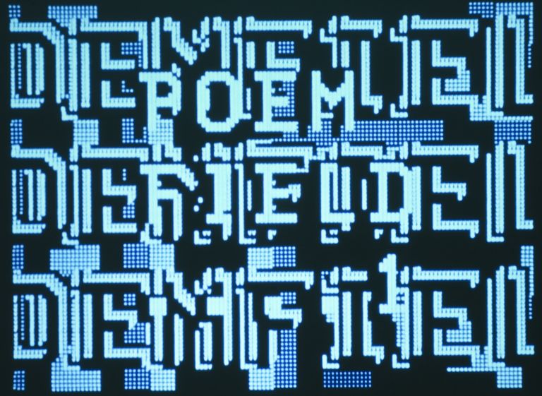 Stan VanDerBeek. Poemfield No. 1. 1967. 16mm film transferred to video (color, silent). 4:45 min. Realized with Ken Knowlton. Courtesy Estate of Stan VanDerBeek and Andrea Rosen Gallery, New York. Photo by Lance Brewer. © 2017 Estate of Stan VanDerBeek