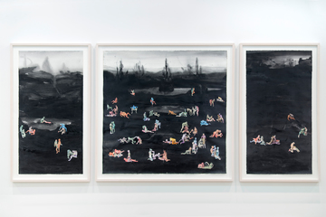 Yoan Capote, Rate (Fucking Money), (2015), Mischtechnik, Wasserfarbe und Fremdwährung, 379,5 x 266,5 cm © capotestudio
