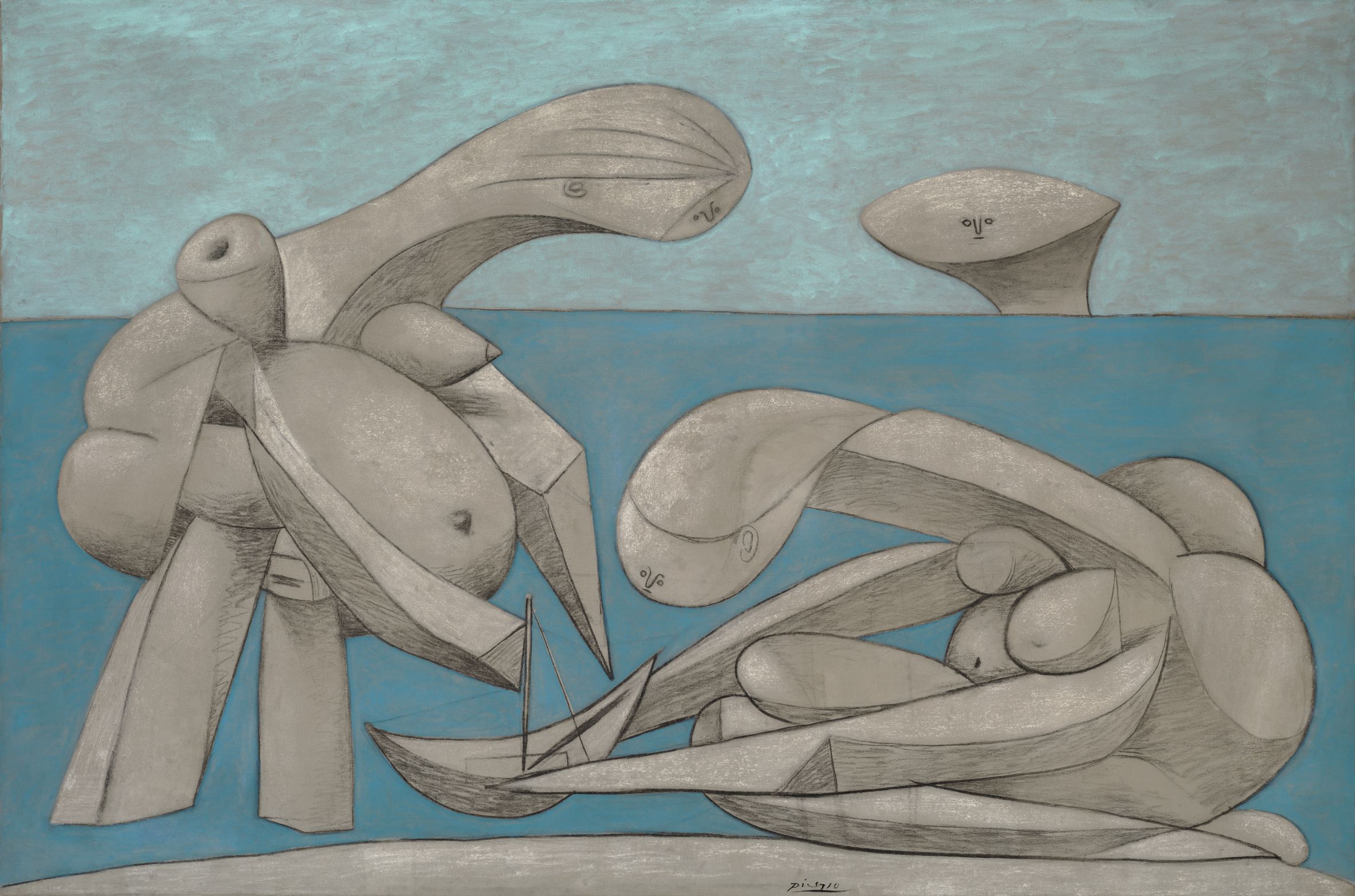 Pablo Picasso, Sulla spiaggia (La Baignade), 12 febbraio 1937, olio, conté e gesso su tela, 129,1 x 194 cm Peggy Guggenheim Collection, Venezia © Succession Picasso, by SIAE 2017