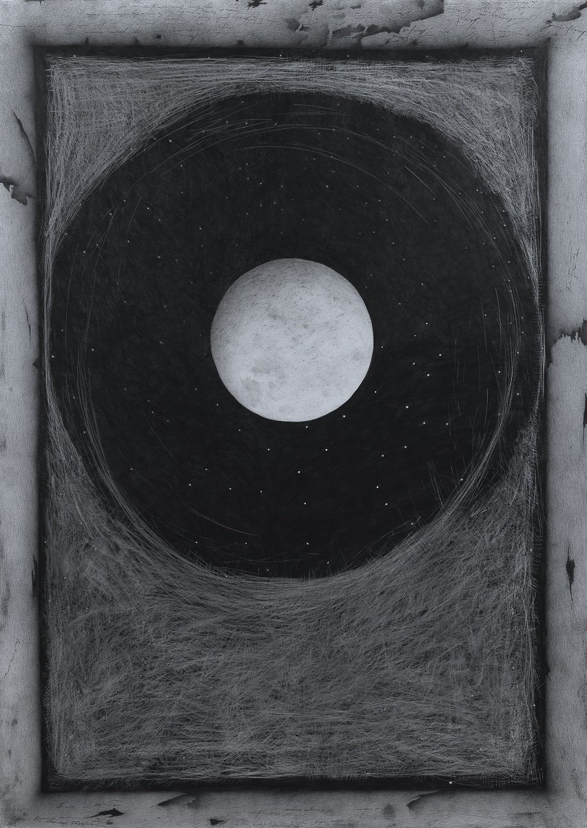 Andrea Lelario, Dall'altra parte della luna, grafite su cartoncino, 2016