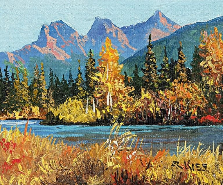 Andrew Kiss Three sisters’ Canmore. Olio su tela 2015