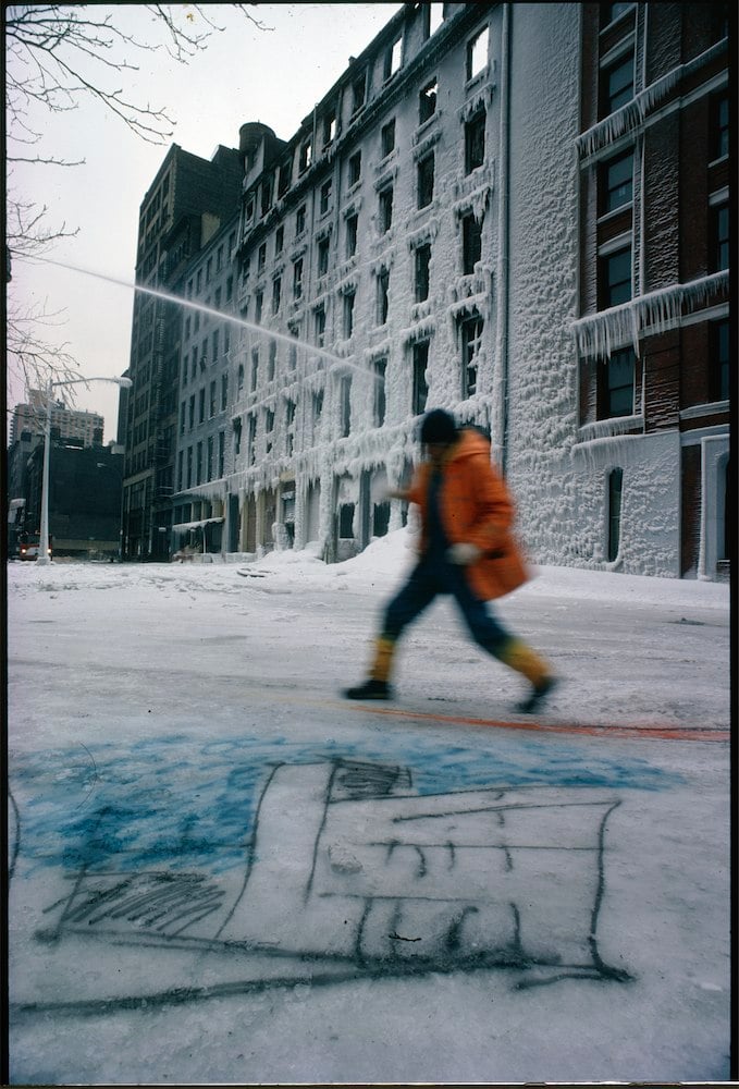 Paolo Buggiani, Paintings on Snow. Ice Palace, 1980, NYC. Cortesia dell’artista