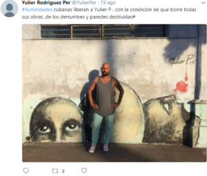 Street artist cubano fermato dalla polizia per danni a proprietà pubblica. O per cause politiche?