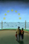 Sunnerberg Constantin Welcome World Press Cartoon 2017. Vince l'iraniano Alireza Pakdel con una vignetta sui migranti