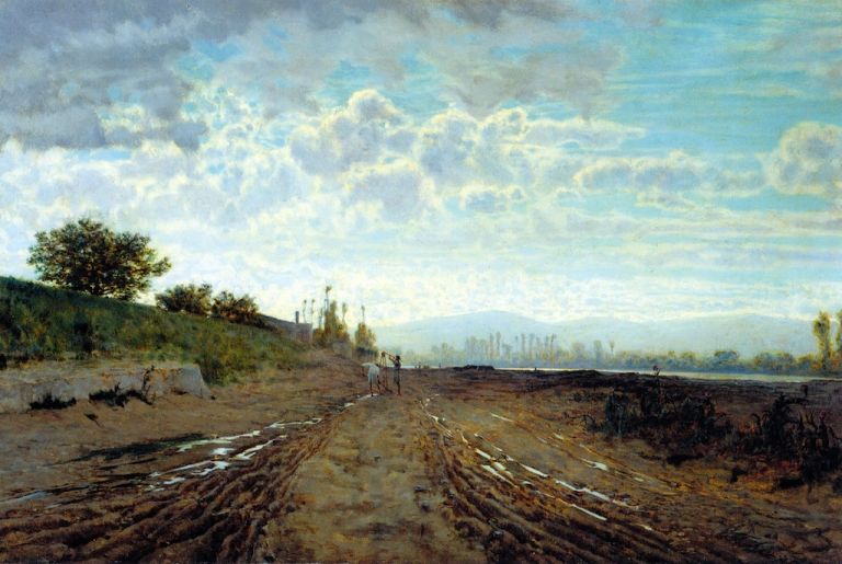 Telemaco Signorini Una mattina sullArno olio su tela 40 x 60 cm A ottobre alla GAMMAnzoni di Milano una grande mostra sui Macchiaioli