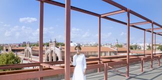 Patrizia Sandretto Re Rebaudengo sul terrazzo della NAVE 9 del Matadero Madrid