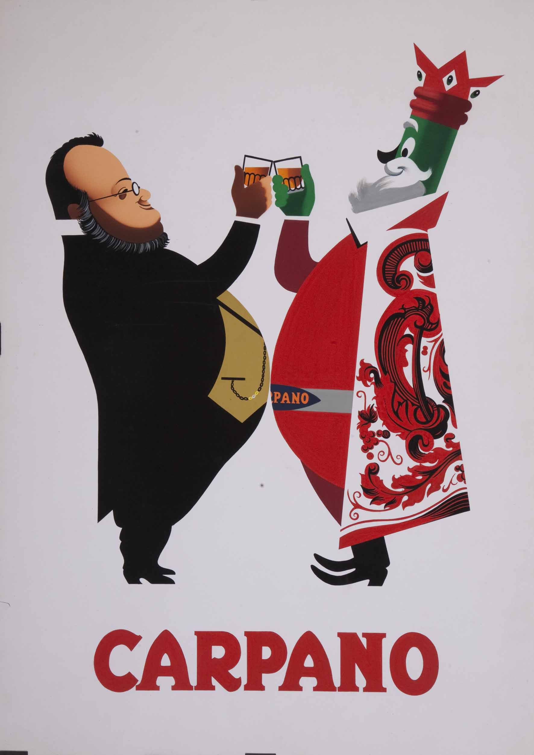 Armando Testa, Carpano, bozzetto per manifesto (serie brindisi Cavour), 1949
