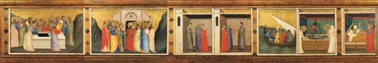 Bernardo Daddi, Predella dalla Pala dell’Assunta con sette scene della Storia della Cintola, 1337-38. Prato, Museo di Palazzo Pretorio