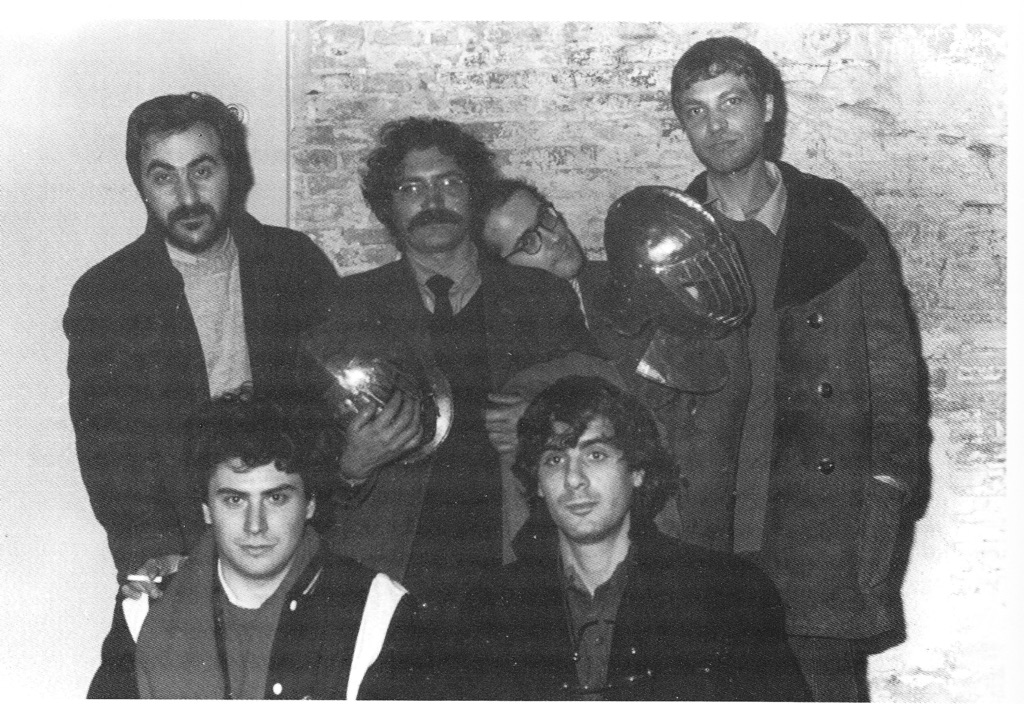 Da sinistra in alto, Tanino Liberatore, Vincenzo Sparagna, Filippo Scòzzari e Massimo Mattioli. In basso, Stefano Tamburini e Andrea Pazienza, 1982