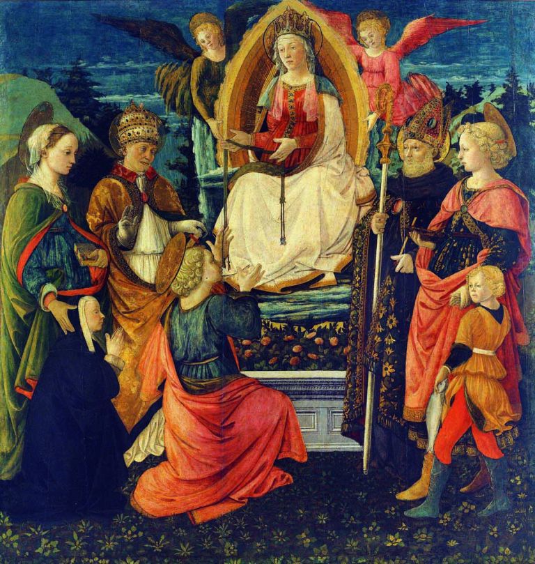 Filippo Lippi, La Madonna Assunta che dona la Cintola a San Tommaso, 1456 66 ca.. Prato, Museo di Palazzo Pretorio