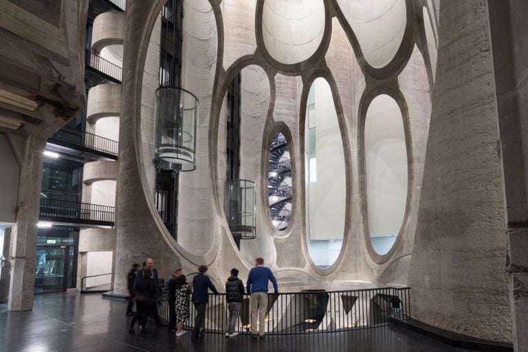 Heatherwick Studio, Zeitz MOCAA, Cape Town. Atrium at night. Photo Iwan Baan