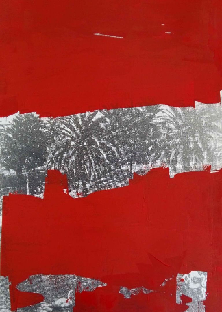 Giuseppe De Mattia, Cancellatura rosso scarlatto (le palme di Luca), Bologna, 2016-17