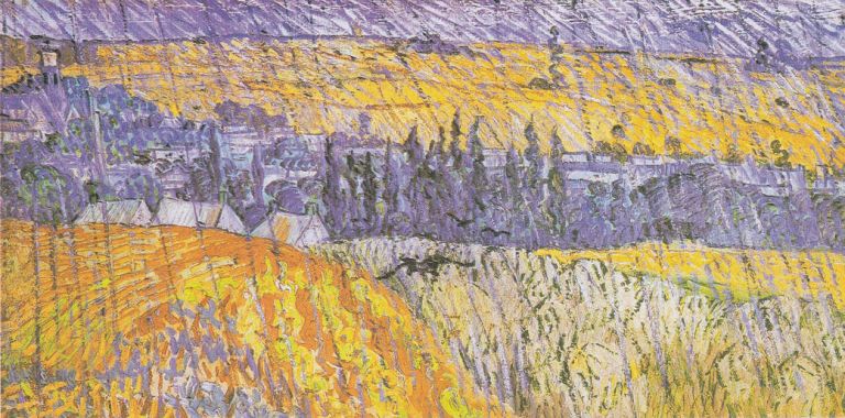 Vincent van Gogh, Paesaggio sotto la pioggia ad Auvers, 1890, olio su tela, cm 50 x 100. Cardiff, Amgueddfa Cymru - National Museum Wales / The Davies Sisters Collection