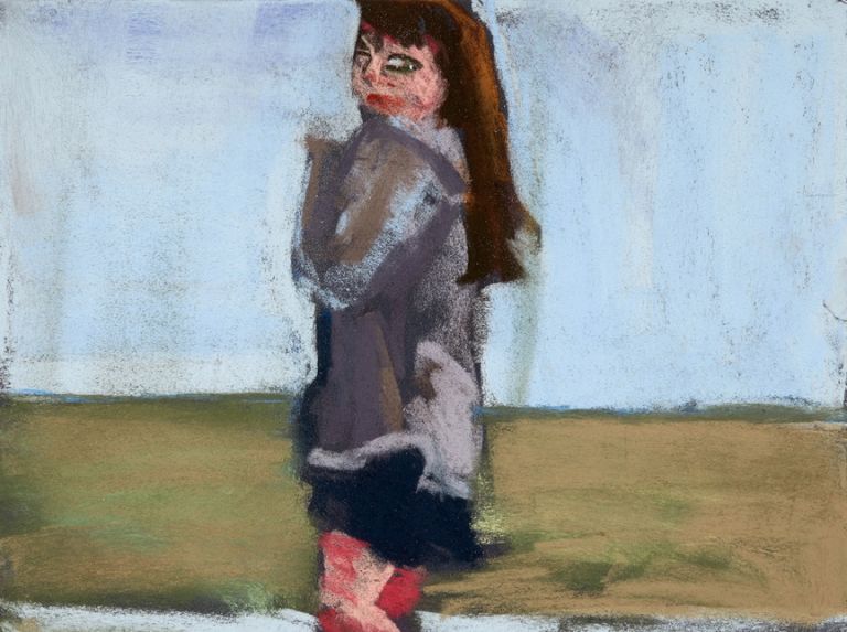 Chantal Joffe, Esme on the Beach, pastel on paper, 2016