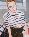 Chantal Joffe, Moll in Stripes, oil on board, 2017