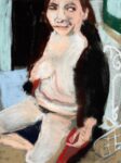 Chantal Joffe, Self Portrait in a Fake Fur Coat II, pastel on paper, 2016