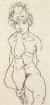 Egon Schiele, Sitzender Akt von vorn (1917), Foto Galerie Kovacek & Zetter