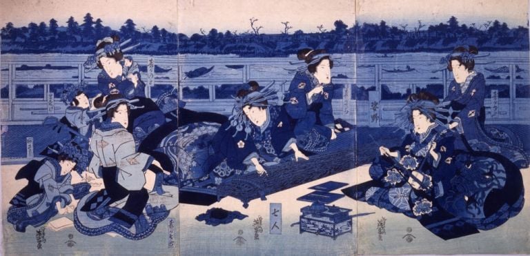 Keisai Eisen, Cortigiane e loro assistenti presso un accampamento temporaneo, 1836. Chiba City Museum of Art