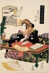 Keisai Eisen, Hisaka. Michisode di Owariya, dalla serie Gioco del Tōkaidō con cortigiane. Cinquantatré coppie a Yoshiwara, 1825. Chiba City Museum of Art