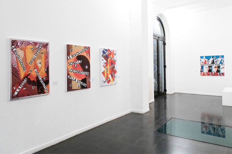 Nanni Balestrini. Ottobre rosso. Exhibition view at Fondazione Mudima, Milano 2017. Photo Fabio Mantegna