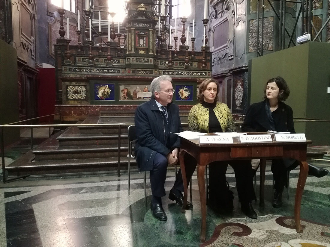 Paola D’Agostino, Andrea Pessina e Silvia Moretti alle Cappelle Medicee (Foto Valentina Silvestrini)