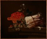 Adriaen Coorte, Still Life with a Bowl of Strawberries, a Spray of Gooseberries, Asparagus and a Plum, 1703, Gift from the collection of Willem Baron van Dedem, 2017 © The National Gallery, London