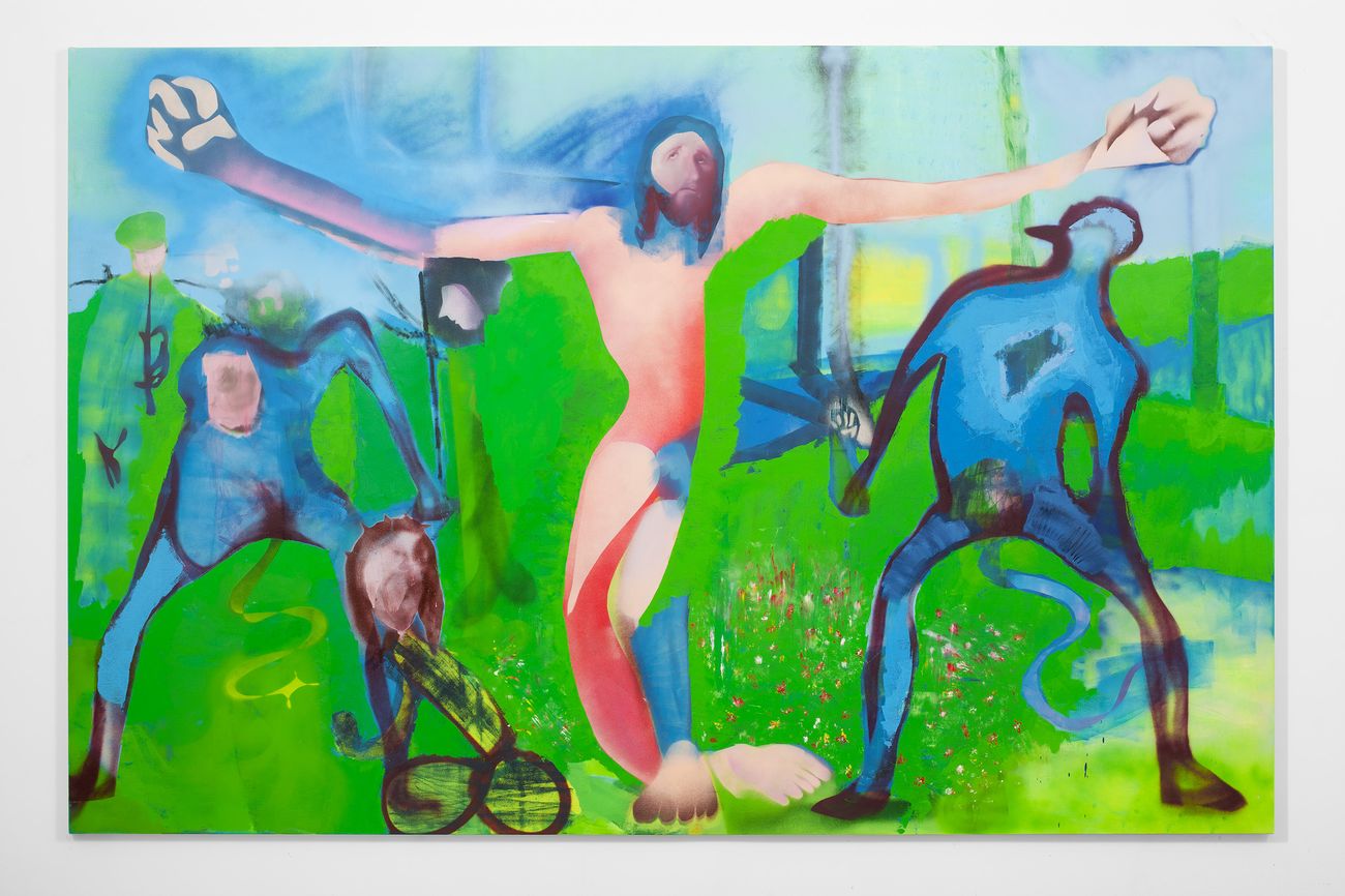 Alessandro Pessoli, Fiamma Polota - 2011. Oil, Enamel, Spraypaint on Canvas. 195x300cm.