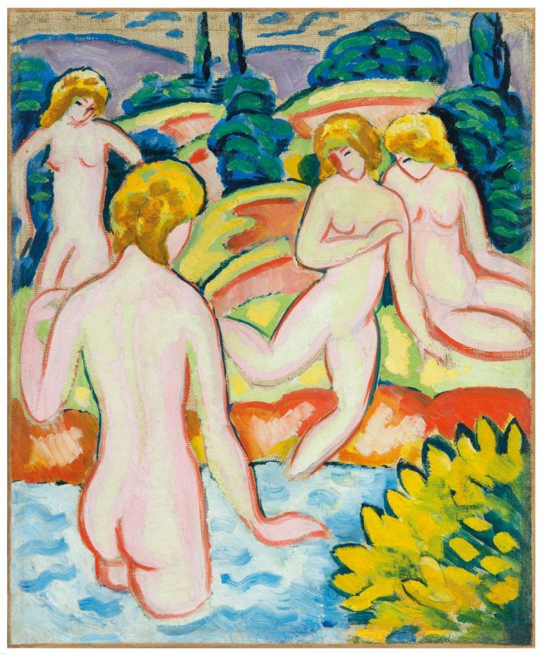 August Macke, Bagnanti con alberi della vita, 1910. Fondazione Gabriele e Anna Braglia, Lugano. Photo credit Christoph Münstermann