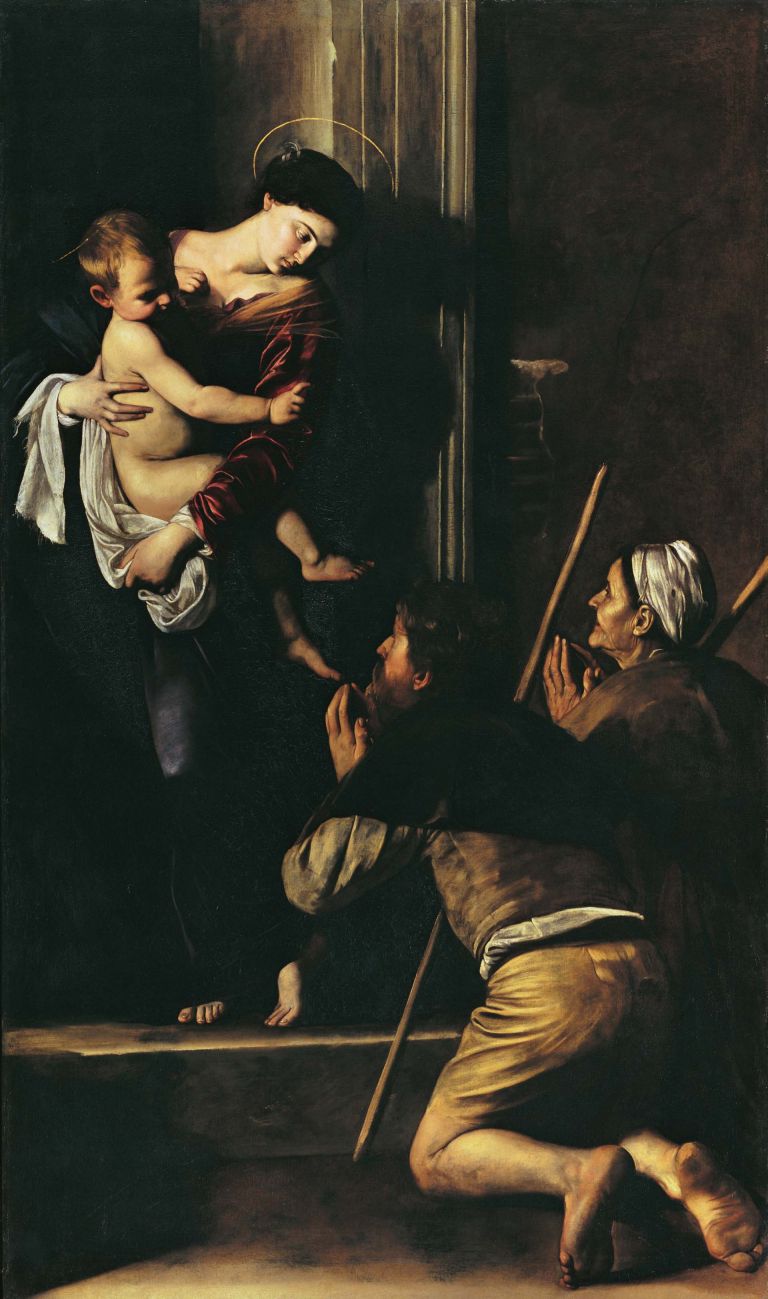 Caravaggio, La Madonna dei Pellegrini, 1604 1606, olio su tela. Roma, Basilica di Sant'Agostino in Campo Marzio