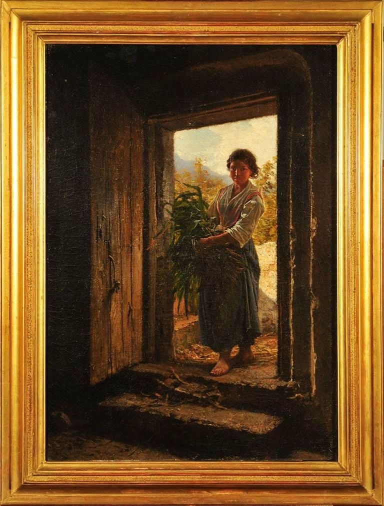 Filippo Palizzi, Contadina con un fascio d'erba, 1854