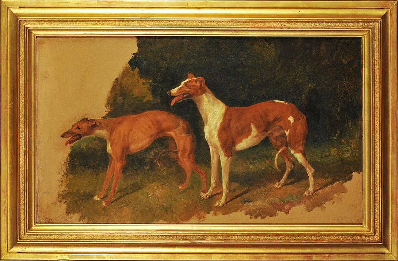 Filippo Palizzi, Due cani levrieri razza inglese, 1851