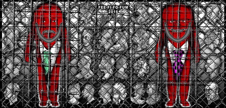 Gilbert & George, Fee Fi Fo Fum, 2016. Courtesy Galleria Alfonso Artiaco, Napoli