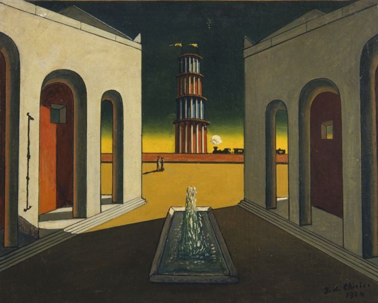 Giorgio de Chirico, Piazza d'Italia con fontana, 1968 ca. Fondazione Giorgio e Isa de Chirico, Roma (c) Giorgio de Chirico, VEGAP, Barcelona 2017