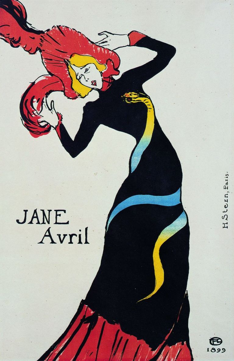 Henri de Toulouse-Lautrec, Jane Avril, 1899, litografia, Bibliothèque Nationale de France, Parigi