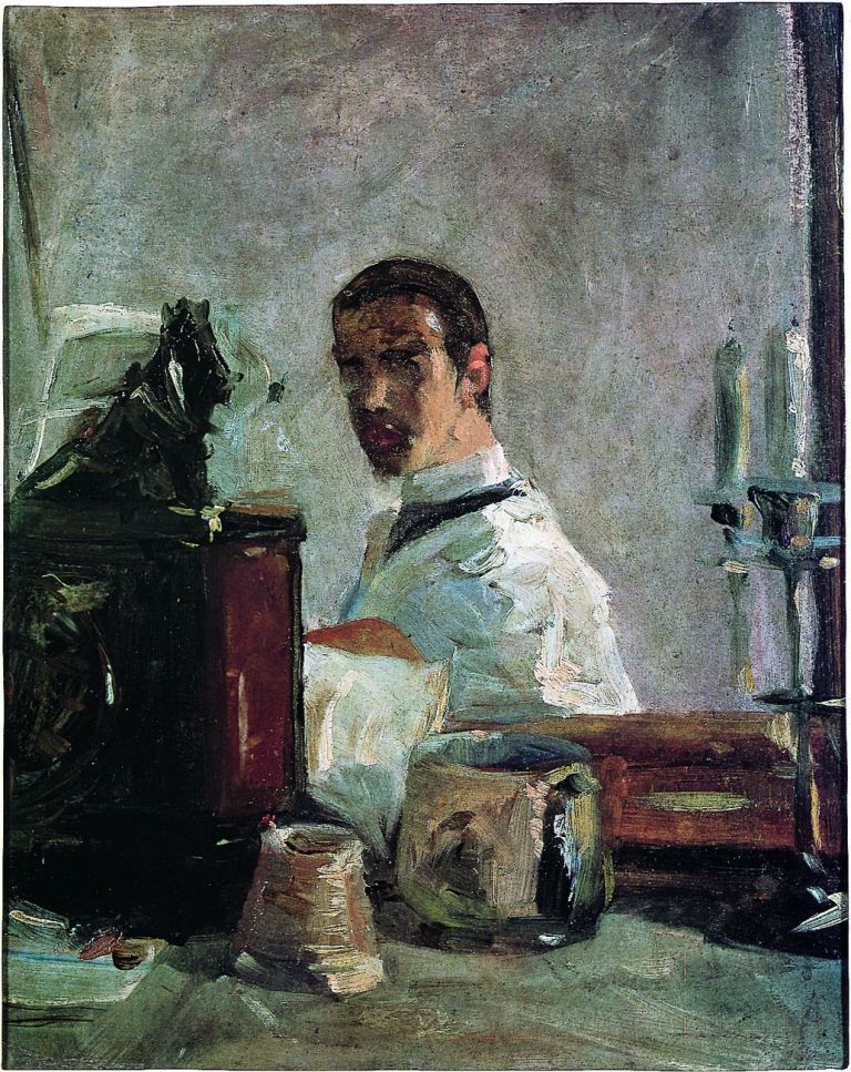 Henri de Toulouse-Lautrec, Portrait de Lautrec devant une glace, 1880, olio su cartone, Musée Toulouse-Lautrec, Albi, France