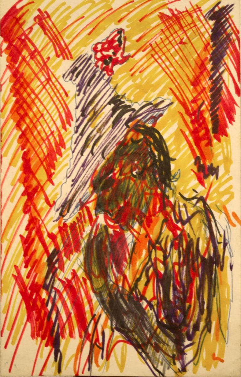 Jack Kerouac, Senza Titolo, N.D., pennarello e inchiostro su carta, 20x12,5 cm