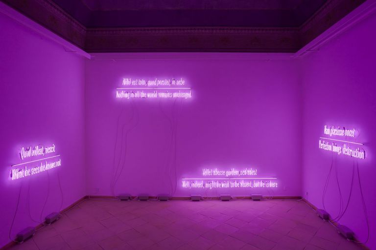 Joseph Kosuth. Maxima Proposito (Ovidio). Galleria Vistamare, Pescara 2017. Courtesy the artist and Vistamare. Photo Filippo Armellin