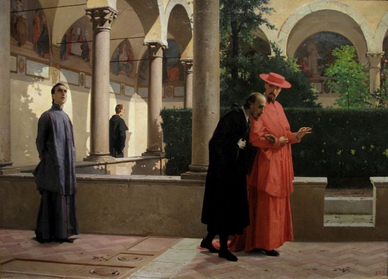 Luigi Busi, Torquato Tasso e il Cardinale Cinzio Aldobrandini nel convento di Sant'Onofrio a Roma, 1863 64, Pinacoteca Nazionale di Bologna