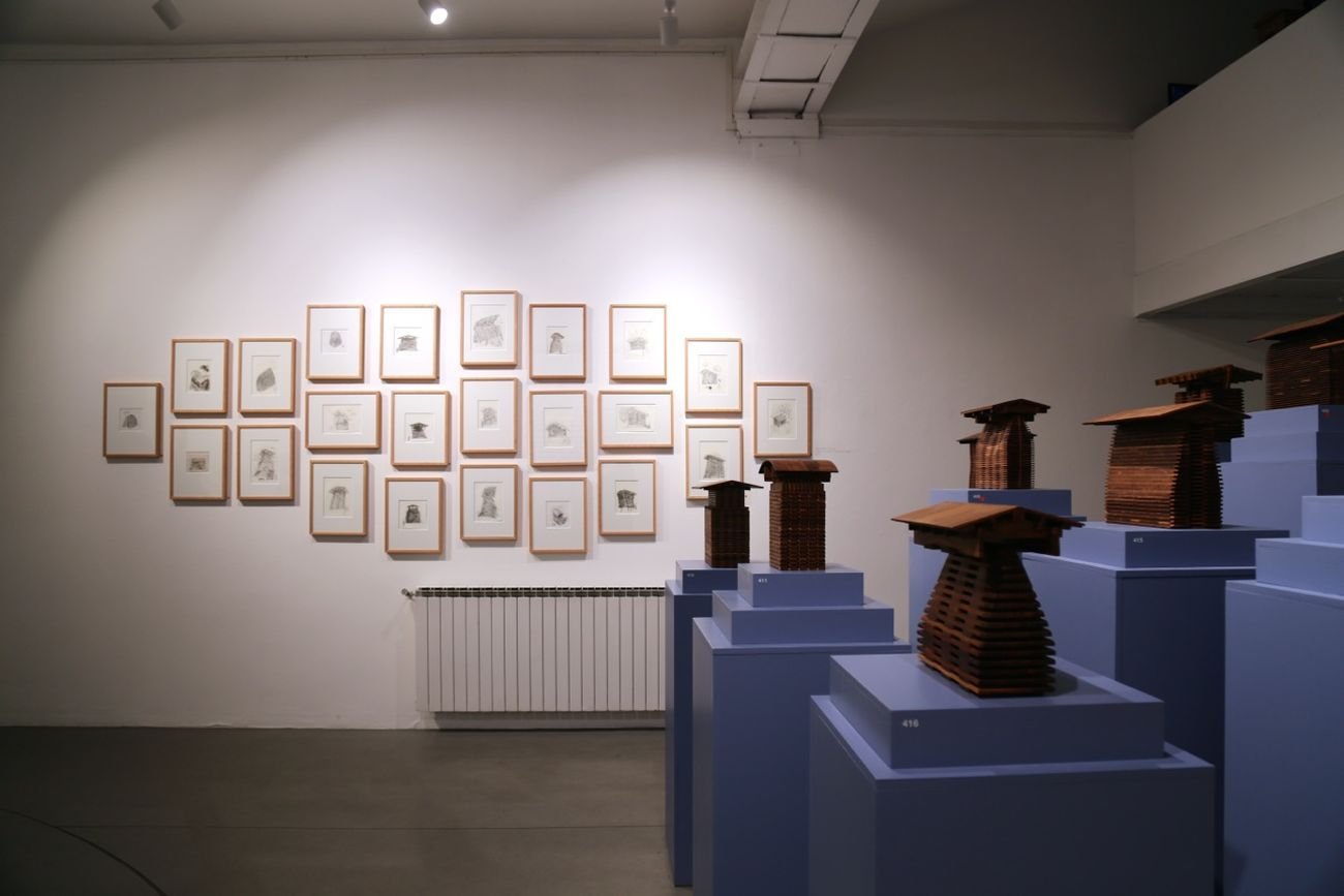 Michele De Lucchi. Cataste. Exhibition view at Antonia Jannone Disegni di Architettura, Milano 2017. Photo Adi Corbetta