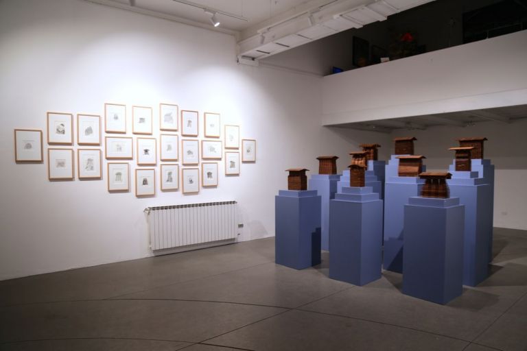 Michele De Lucchi. Cataste. Exhibition view at Antonia Jannone Disegni di Architettura, Milano 2017. Photo Adi Corbetta