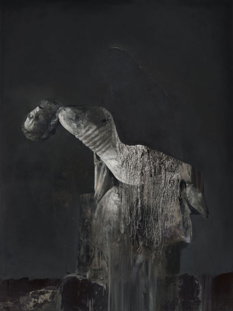 Nicola Samorì, Sciapode mariano, 2016, olio su legno, 200x150x8 cm