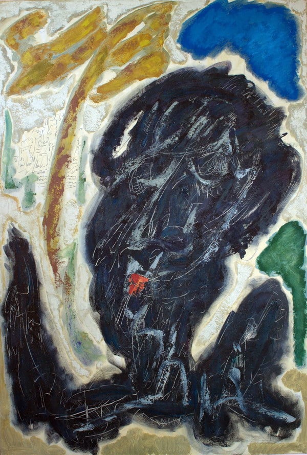 Piero Dosi, Autoritratto con Nuvoletta Blu, 1997, olio su tela