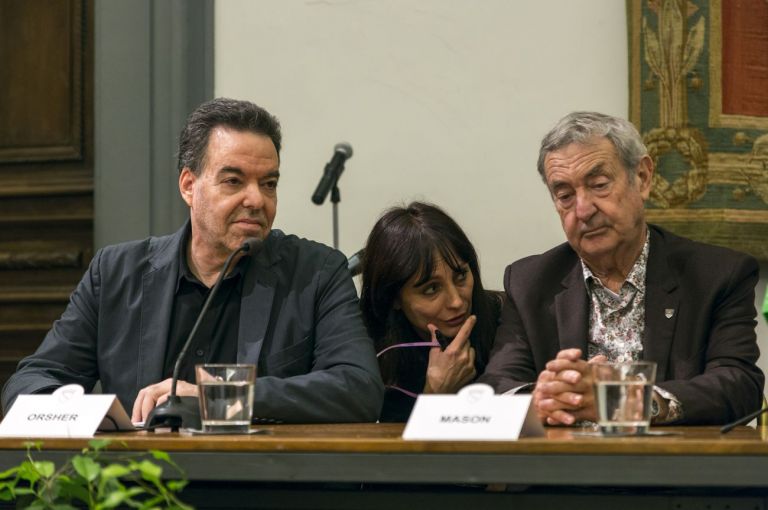 The Pink Floyd Exhibition. Their Mortal Remains. Roma, Campidoglio, Sala della Protomoteca, 2017. Nick Mason e Glenn Orsher. Photo Riccardo Pompili