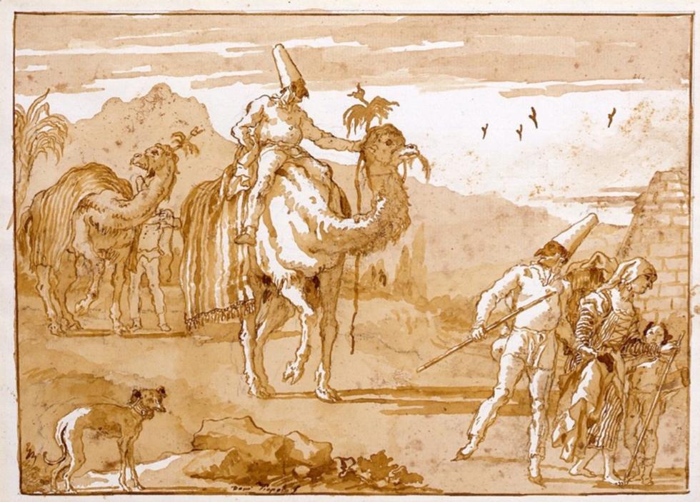 Domenico Tiepolo, Punchinello Riding a Camel, Late 1790's ©J. Paul Getty Trust