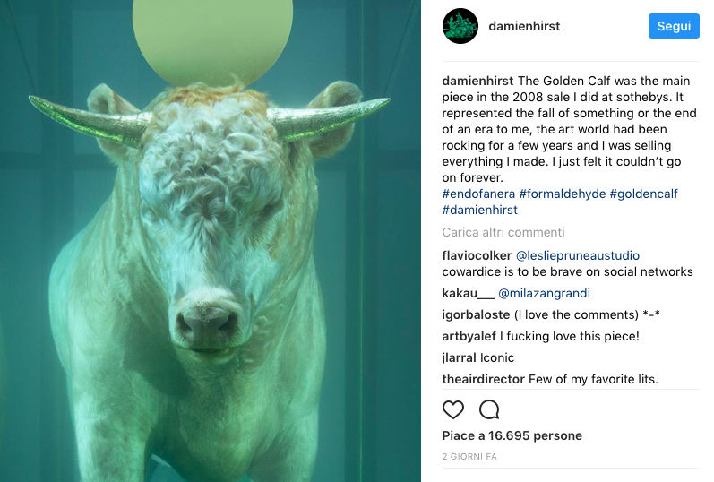 Damien Hirst, Profilo Instagram