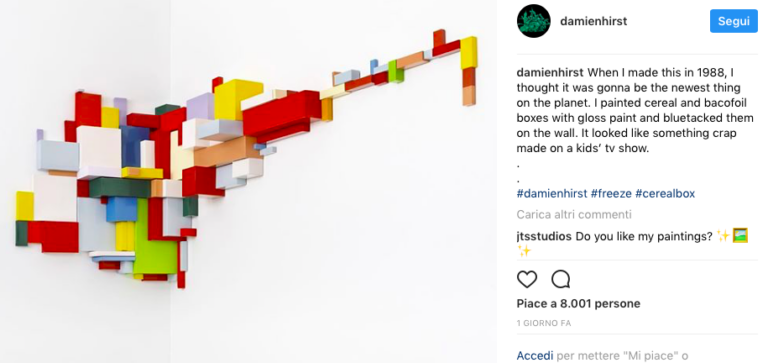 Damien Hirst, Profilo Instagram