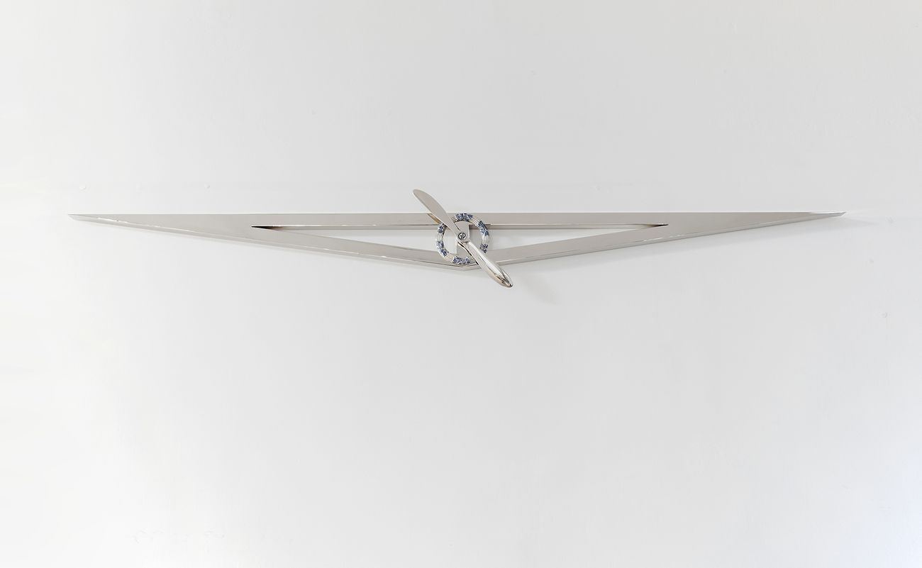 Gianni Piacentino, Nickel Triangle with Crown and Initialed Propeller II a, 1972