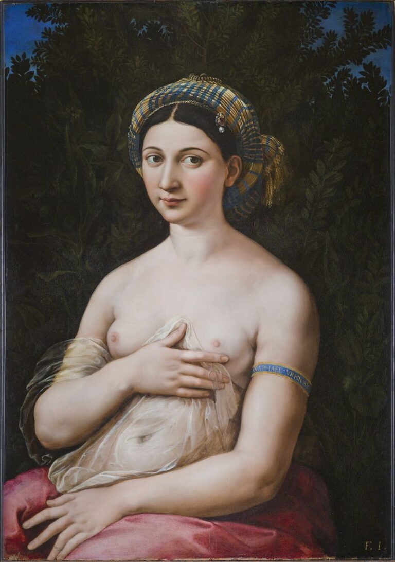 Raffaello, Ritratto di donna nei panni di Venere (“Fornarina”), 1519-20 ca., olio su tavola. Roma, Gallerie Nazionali d'Arte Antica di Roma, Barberini. Photo Gallerie Nazionali di Arte Antica, Roma (MIBACT) - Biblioteca Hertziana, Istituto Max Planck per la storia dell’arte - Enrico Fontolan