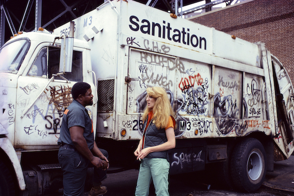 Mierle Laderman Ukules, Touch Sanitation Performance, 1979-1980, 21 archival pigment photographs. Photo: Robin Holland, courtesy Ronald Feldman Fine Arts