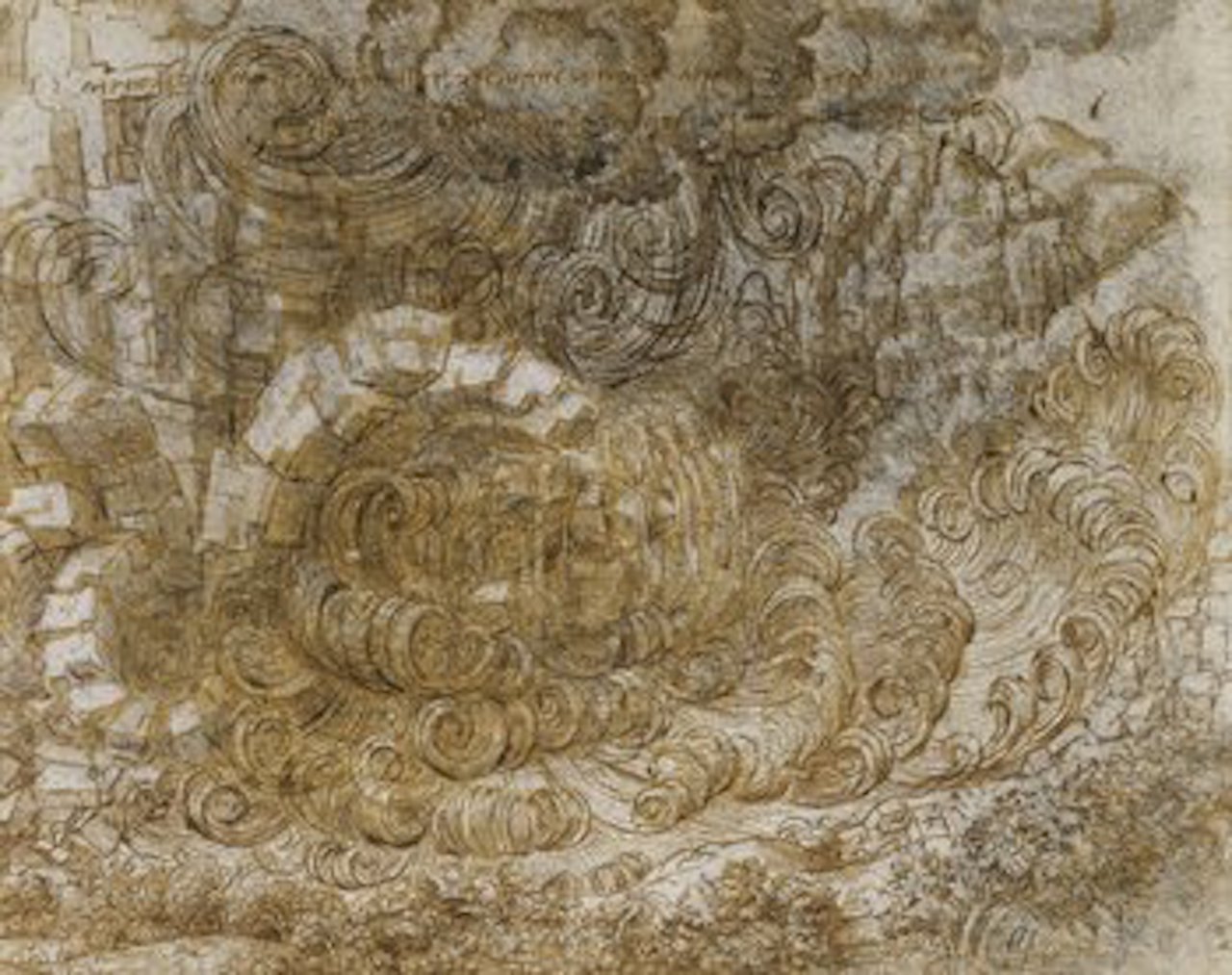 A deluge, c.1517–18, black chalk, pen and ink, wash